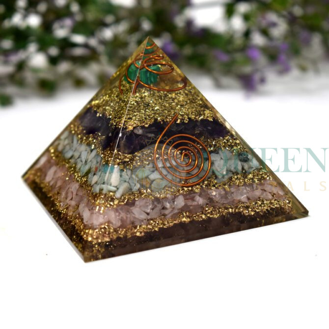 Amethyst Amazonite With Rose Quartz Orgone Pyramid