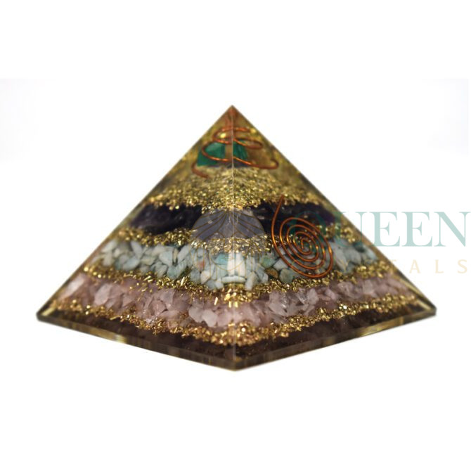 Amethyst Amazonite With Rose Quartz Orgone Pyramid