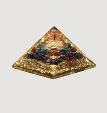 Amethyst Crystal Quartz Flower of Life Rudraksha Orgone Pyramid