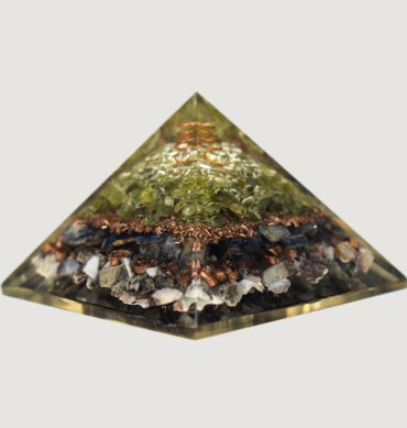 Peridot + Blue Kyanite With Larimar Orgonite Pyramid