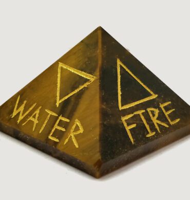 Tiger Eye Engraved Elements Pyramid